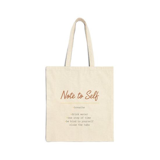Note to Self tote - Handwritten Reminder Canvas - Analogue Note Aesthetic - Student Study Bag