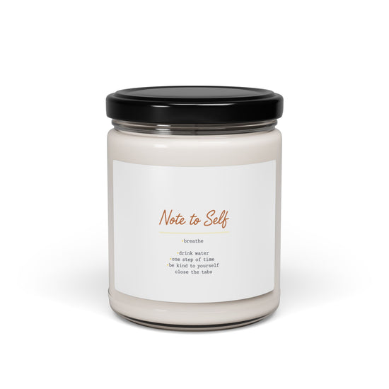 Note to Self Soy Candle - Analogue Reminder Handwritten Label - Paper note candle