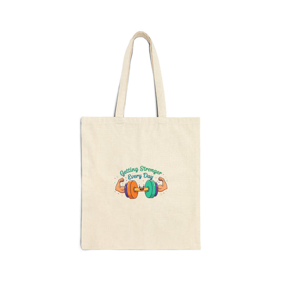 Getting Stronger Every Day Tote - tiny dumbbell - Gym Motivation - Cotton Canvas Tote